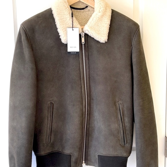 REISS ( NEW ) Firenze Shearling Bomber Jacket - Picture 6 of 10